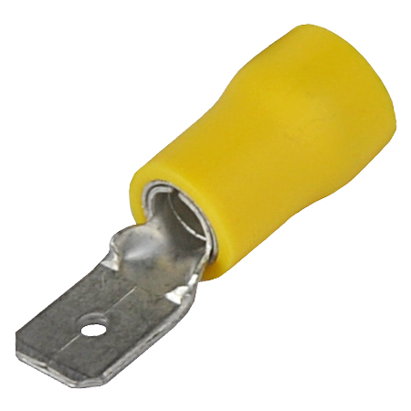 Kabelschuhe x 100 - Flachstecker Gelb x 50 / Flachsteckhülsen Gelb x 50 -  Steckmaß 6,3 mm, Quetschverbinder, Isolierte