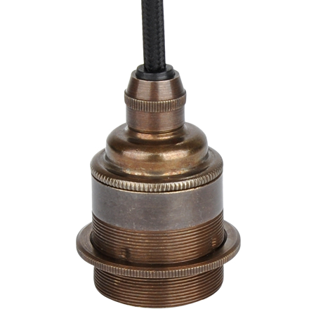 Retro Lampenfassung E27 Metall Bronze mit Klemmnippel günstig online kaufen